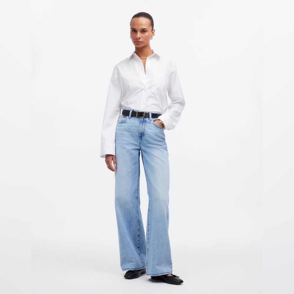 Madewell Relaxed Button Front Shirt Cottonn Poplin Lightweight White XXS NWT